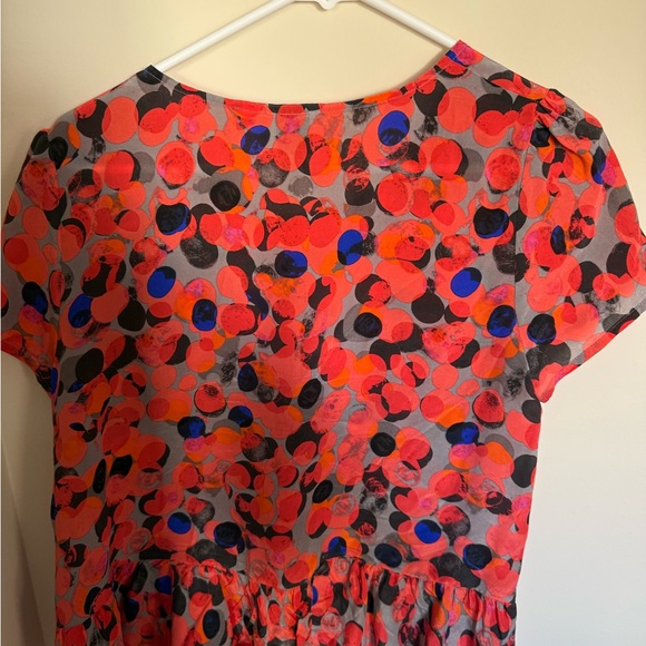 HD in Paris Anthropologie 100% Silk Sz 4 Ruffled Dotted Blouse Preppy Summer - Picture 7 of 10